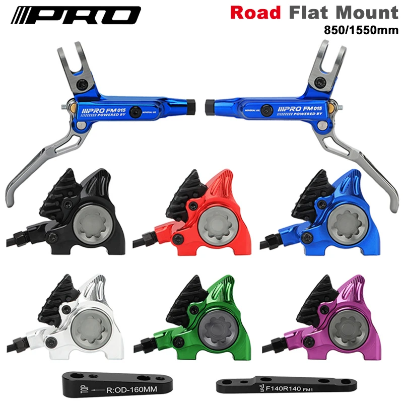 Bicycle Hydraulic Disc Brake 2 Piston Road Bike Flat Mount Brake Caliper IIIPRO FM015 Oil Pressure 850/1550mm Front Rear Brake