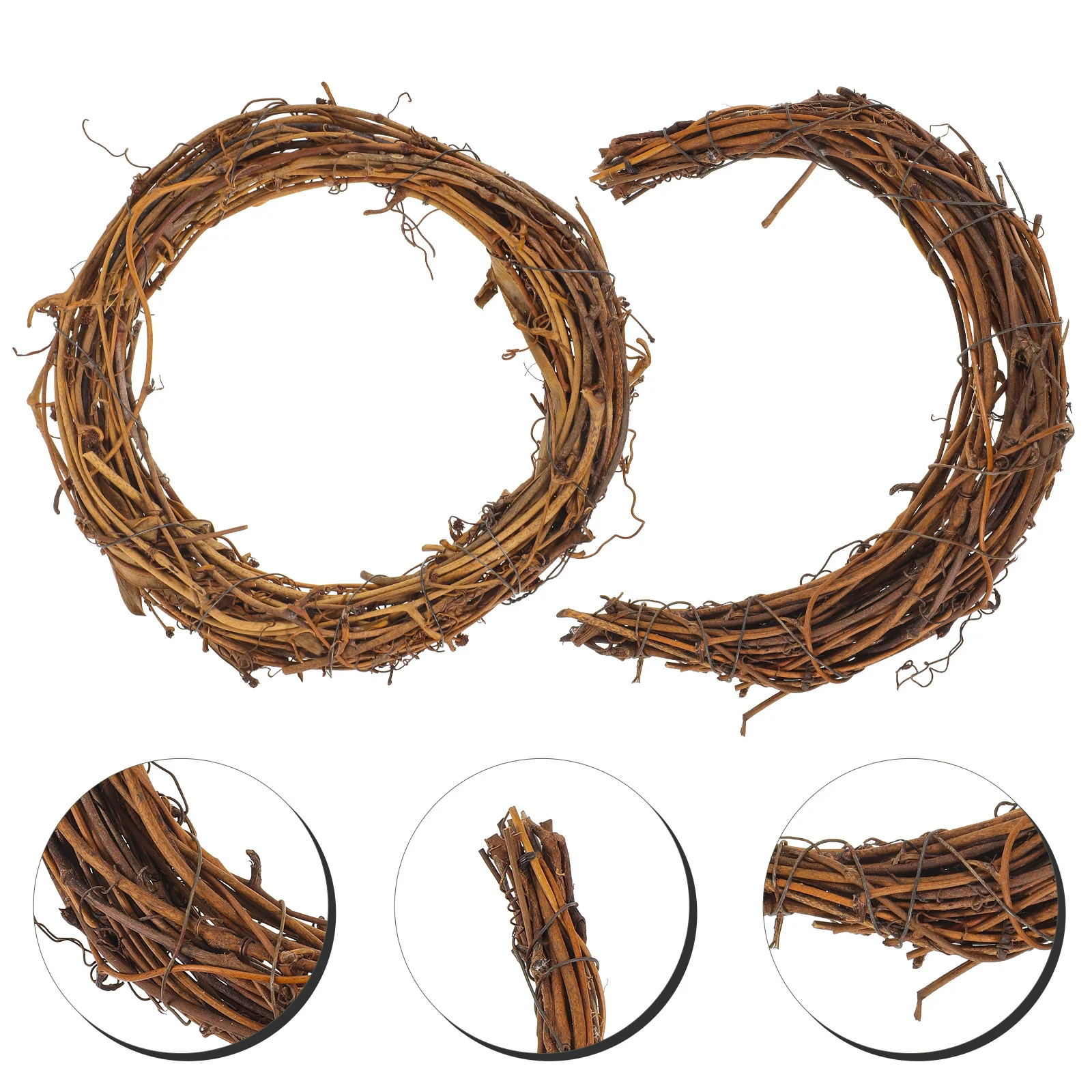 

2Pcs Round Rattan Wreath DIY Craft Frame for Holiday Wall Hanging Decor Dream Catcher Garland Making Floral Arrangement Supplies