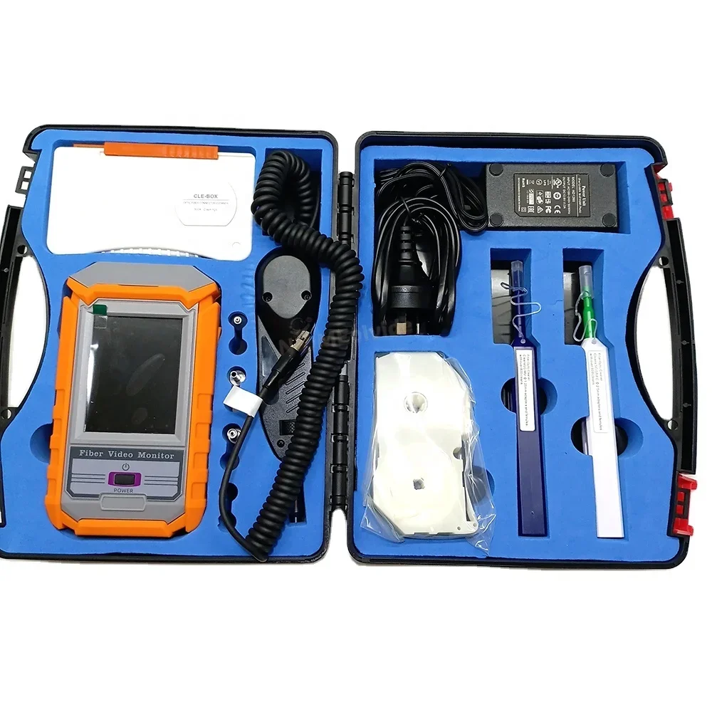 FTTX Fiber Optic Inspection Tool 400 Times Fiber Optic Inspection Probe FVM100 with 3.5 inch Screen Fiber Microscope Display