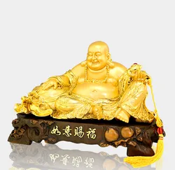 Lucky Money Resin Big-bellied Maitreya Buddha statua Fengshui in stile cinese ornamenti per la casa decorazione del soggiorno ornamento artigianale