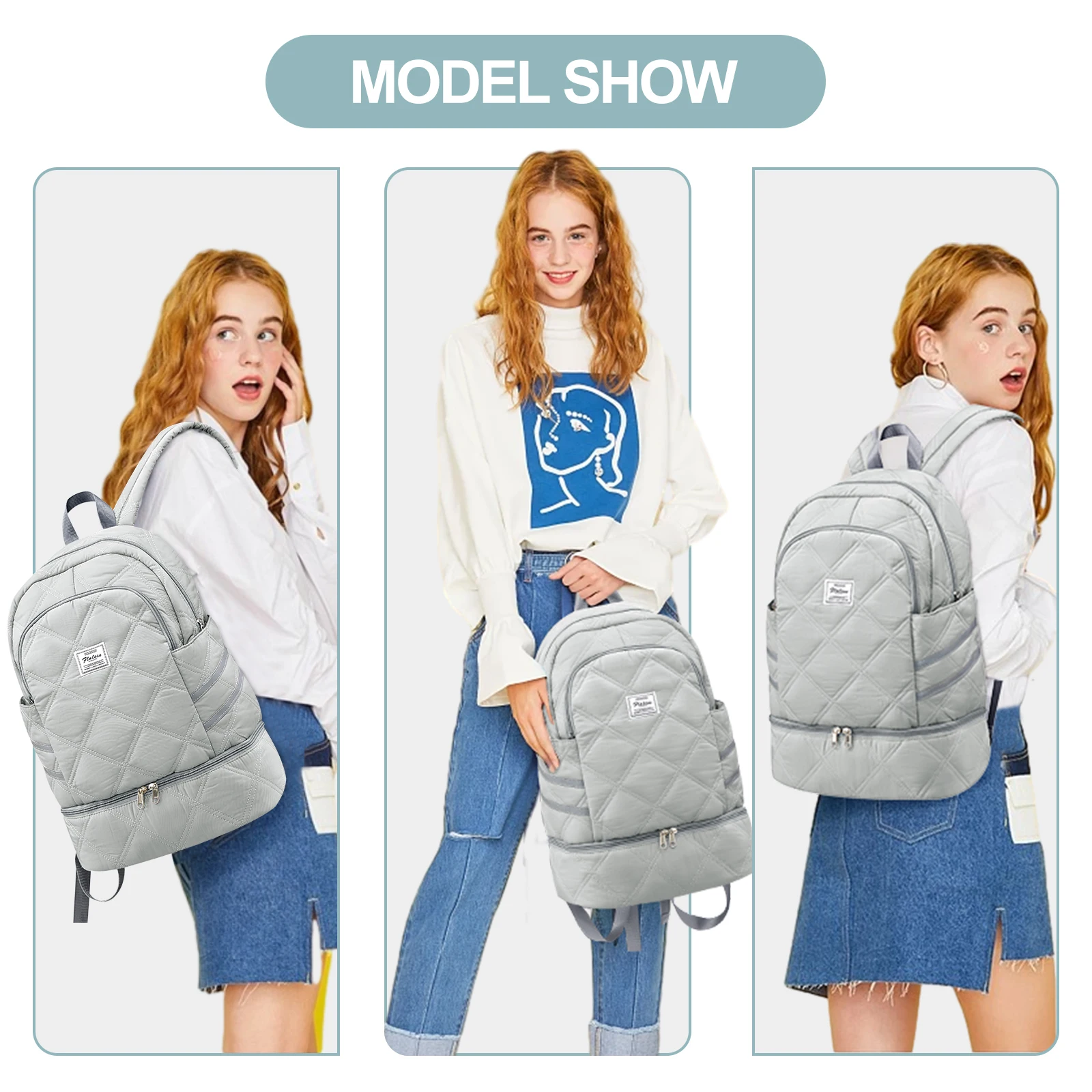 حقيبة ظهر للسفر - خفيفة الوزن، أشرطة قابلة للتعديل، فصل جاف/رطب لصالة الألعاب الرياضية والسباحة والمشي لمسافات طويلة، حقيبة كتف مزدوجة، للاستخدام الخارجي #6