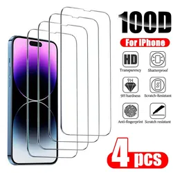 4PCS Tempered Glass for iPhone 14 Pro Max 14 Plus 14Pro Screen Protector for iPhone 13 16 15 12 11 Pro Max 12Mini 13 Mini Glass