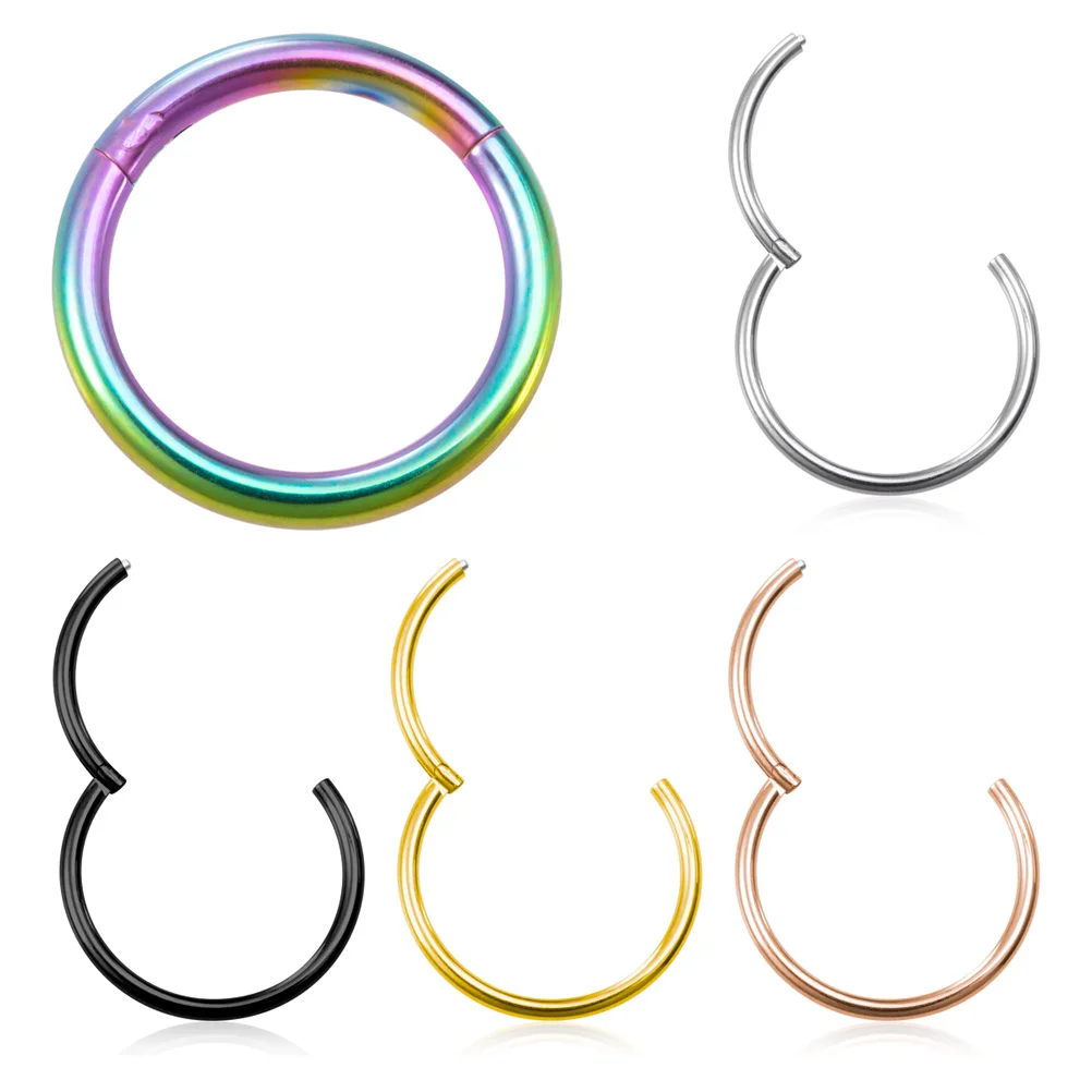 1pc 0,8-1,6mm Klapp Septum Clicker Segment Nase Ring Lip Ohr Knorpel Ohr Helix Körper Schmuck chirurgische Stahl Piercing Ring Hoop – Detail 1