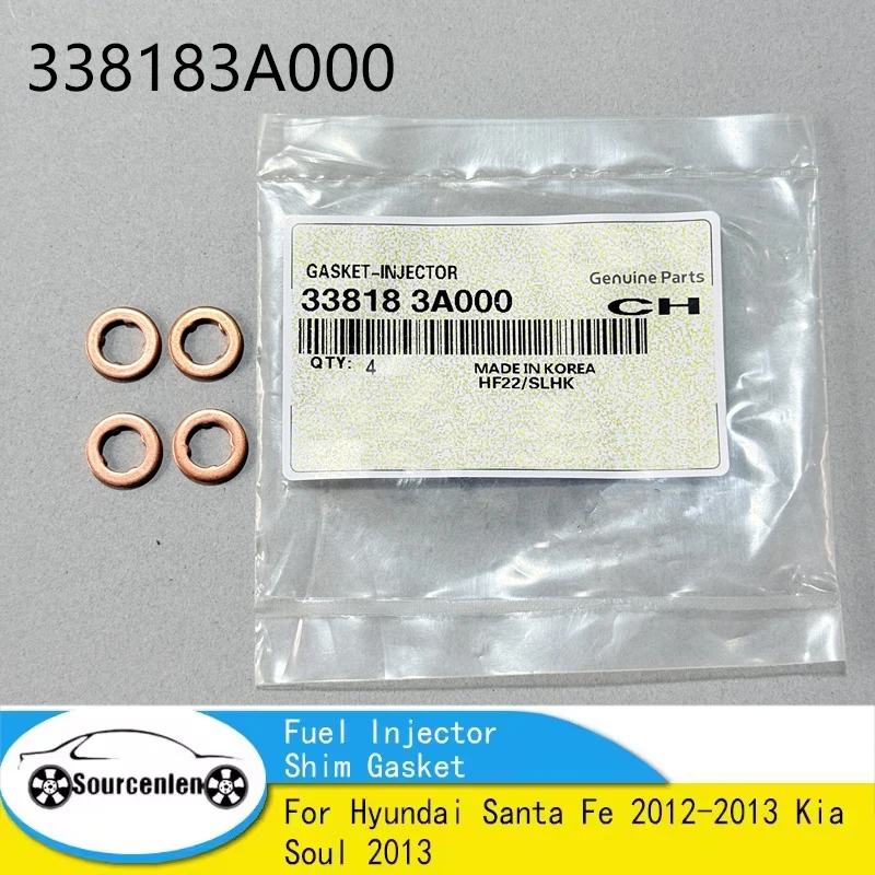 

Brand New Genuine 4 Pcs Diesel Fuel Injector Shim Gasket 33818-3A000 For Hyundai Santa Fe 2012-2013 Kia Soul 2013 338183A000