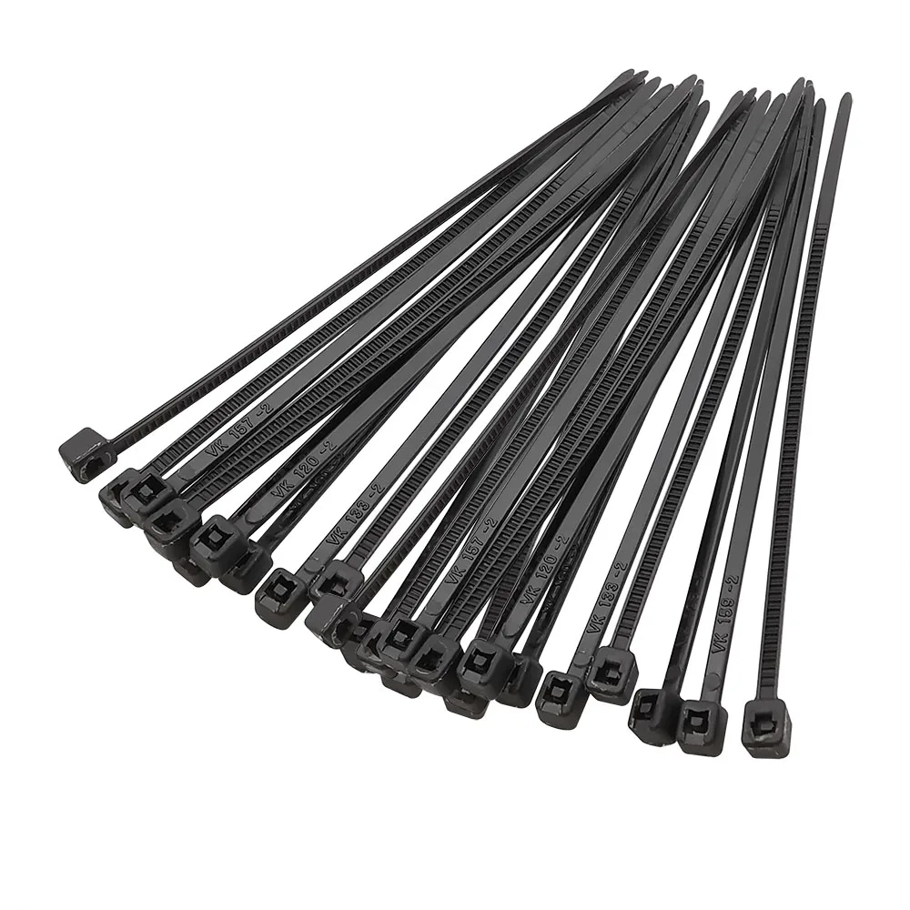 100Pcs Self-locking Plastic Nylon Wire Cable Zip Tie 3x80mm-5x200mm Fastening Ring Cable Tie Zip Black