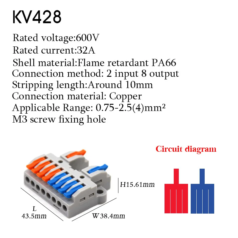 Connecteur de fil électrique universel, séparateur de conducteur rapide, blocs de jonction de câbles LED à insertion, boîte de jonction de Rail