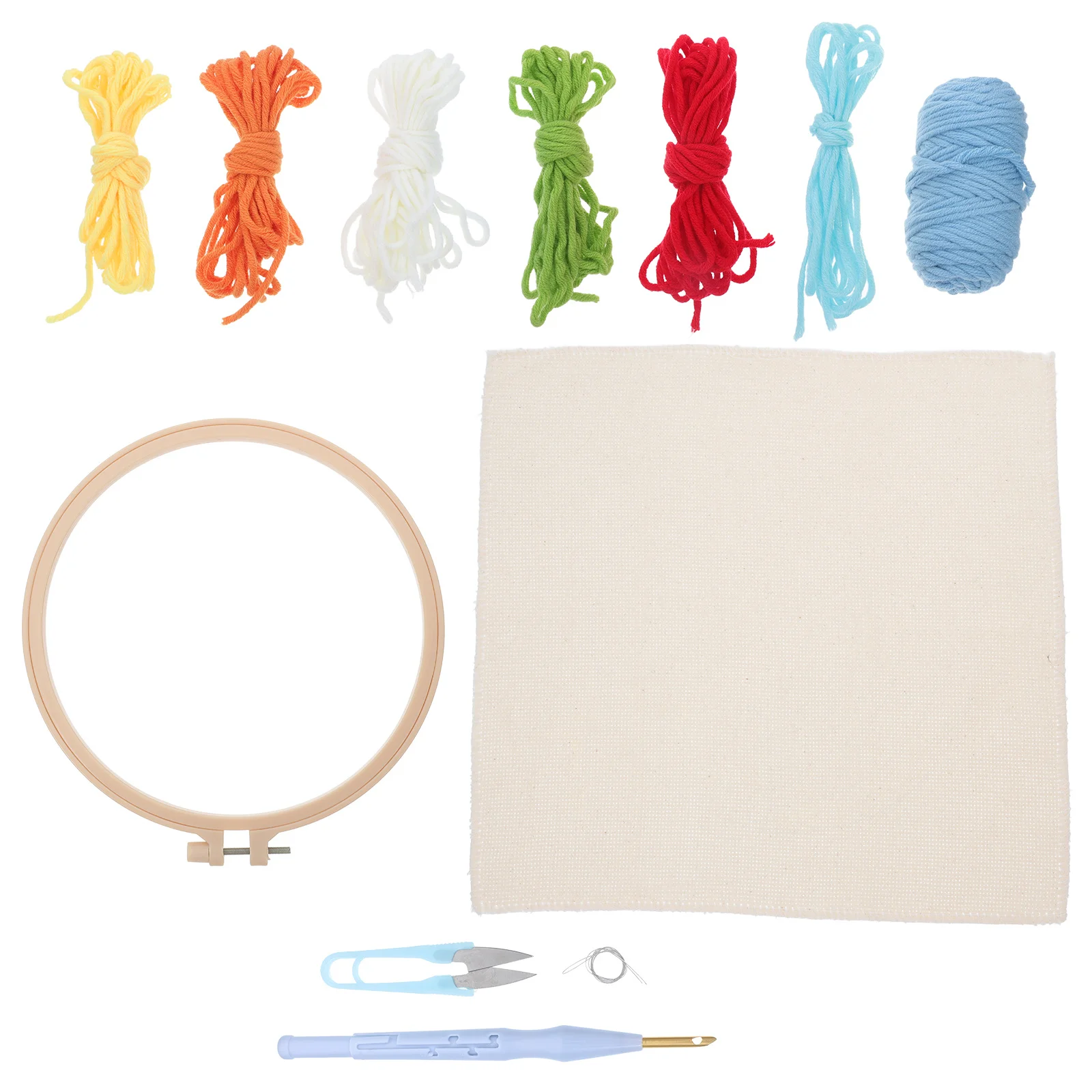 

1 set Punch Embroidery Kit For Kids Small Rainbow Style 20Cm Round Cloth Colored Wool Thread Diy Art Craft Tools Set Beginners