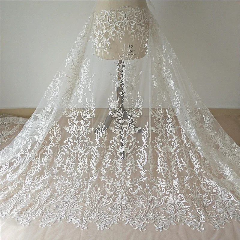 

High-End New Mesh Embroidery Lace Fabric Wedding Dress Fabric French Lace Fabric By The Meter
