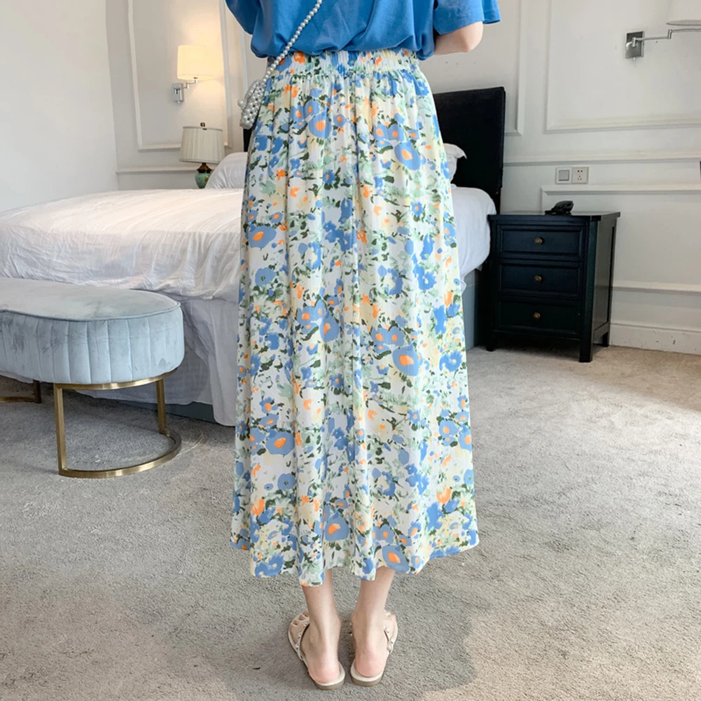 نادي اليومية عطلة خمر الأزهار تنورة الصيف النساء تنورة جميع المواسم العلامة التجارية الجديدة العادية طول حزام مطاط