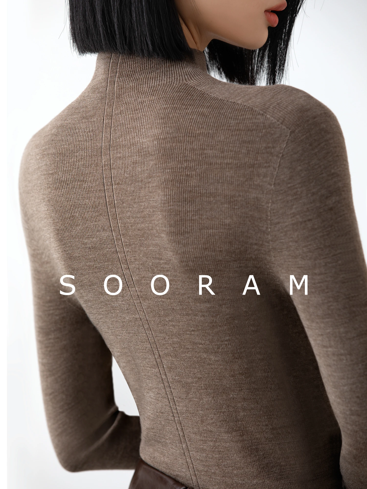 

SOORAM Высококачественная шерстяная вязаная базовая кофта из пряжи Yangzi для женщин, осенне-зимняя, с высоким воротником, мягкая, теплая, модная