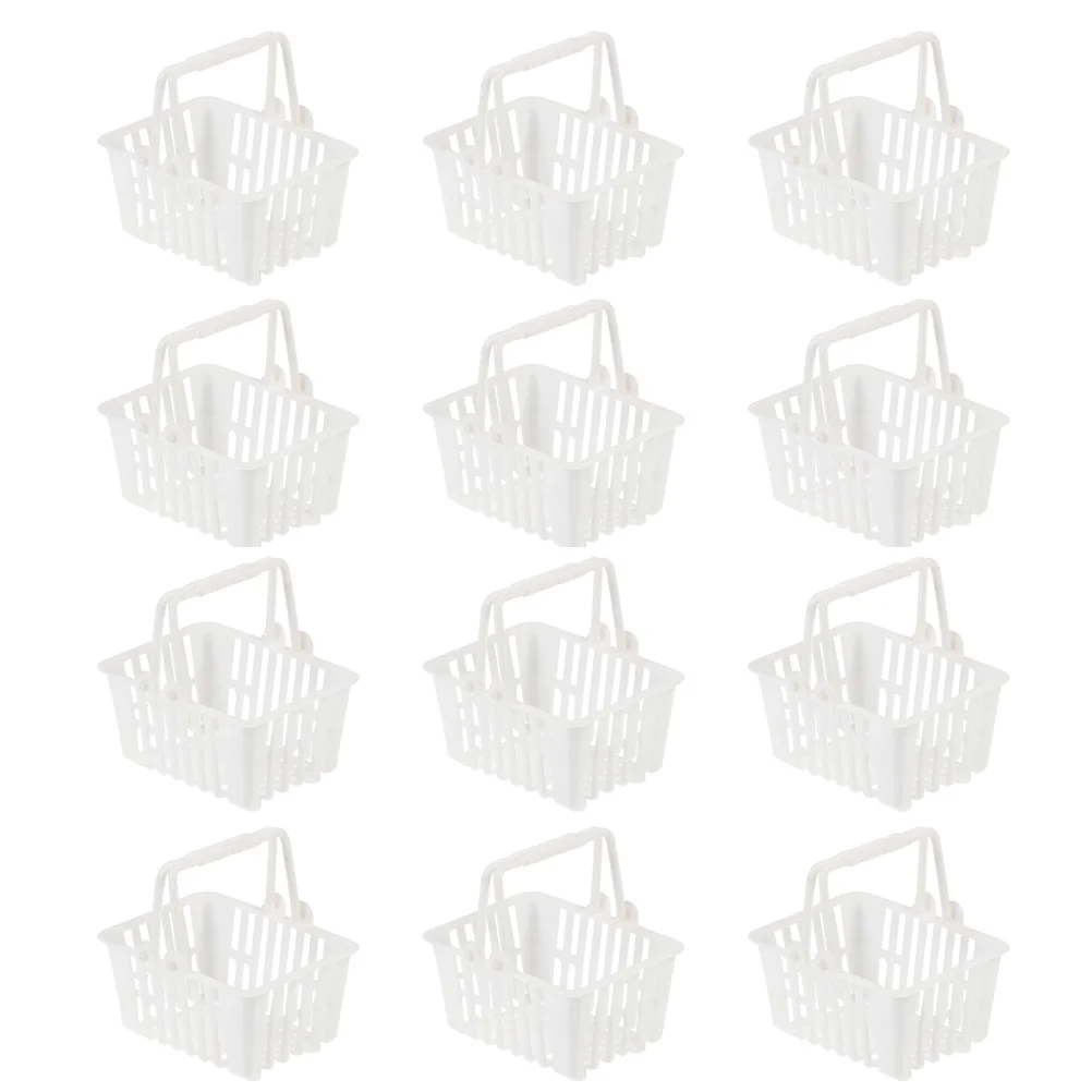 12 قطعة سلة حمل صغيرة للأطفال سلال التسوق سلال بلاستيكية صغيرة للعب التظاهري منزل ألعاب المنظمون حافة آمنة ناعمة #4