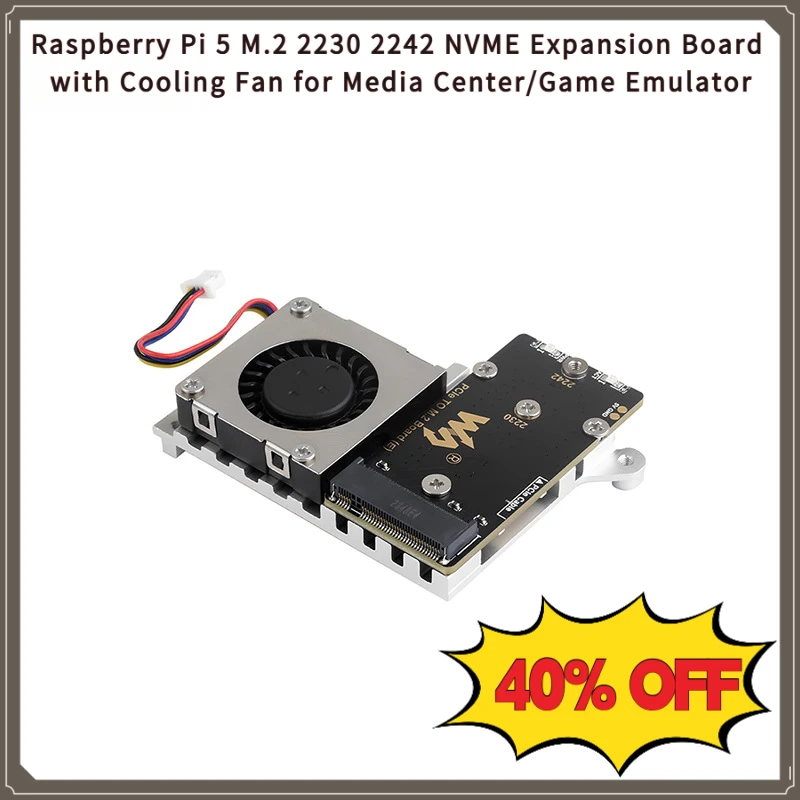 Raspberry Pi 5 PCIE to NVME Adapter Board M.2 2230 2242 SSD Expansion with Cooling Fan High Speed