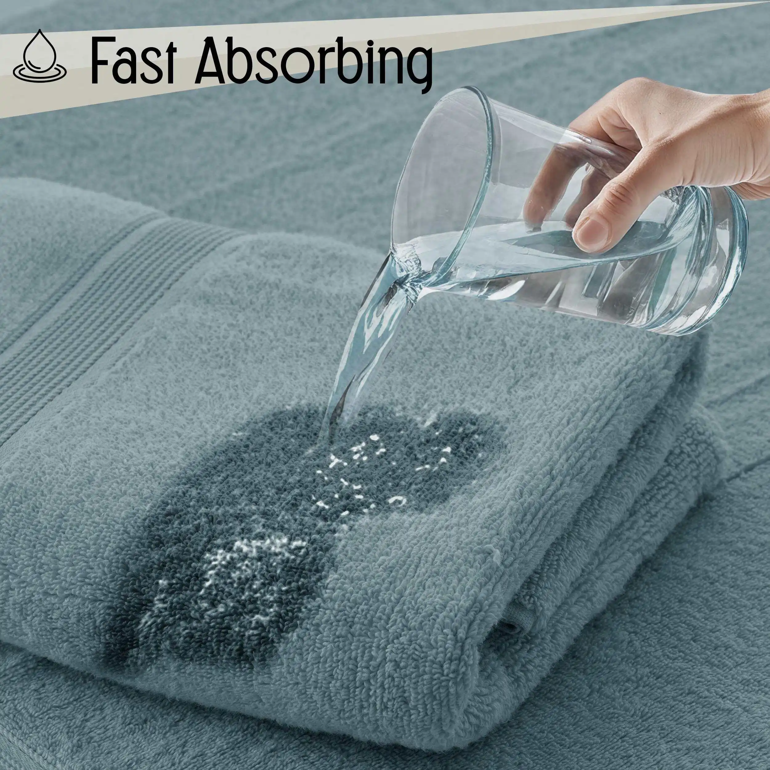 Premium 6-Piece 100% Cotton Bath Towel Set Ultra Soft Highly Absorbent Zero Twist Weave Luxury Bathroom Shower Towels 2 Bath 2 Hand 2 Washcloths Hotel Spa Wash Cloth Gift Box Set