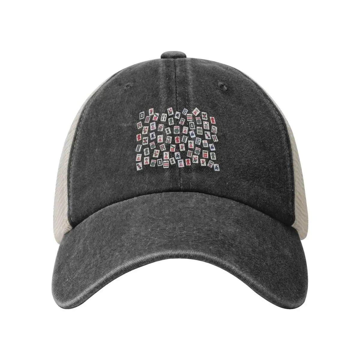 Mahjongg game tiles design on blue color Baseball Cap funny hat Golf Hat Man Male Women's