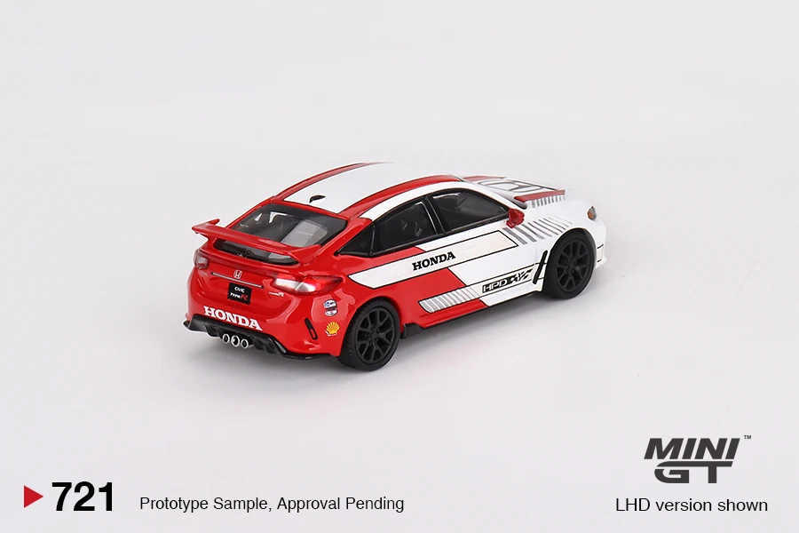 MINI GT 1/64 Honda Civic Type R #2 2023 Pace Car White MGT00721-CH Cars Alloy Diecast Metal Model Kids Xmas Gift Toys for Boys