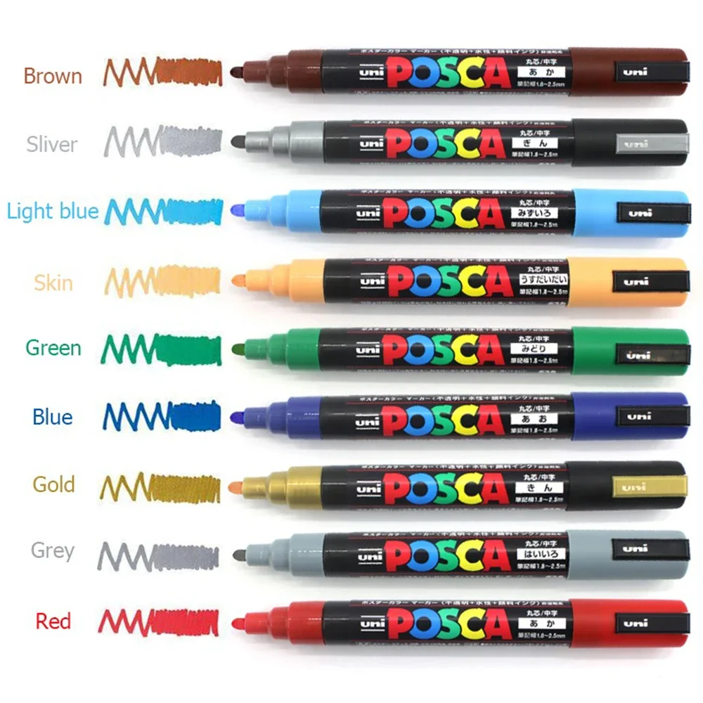1pcs Japan UNI POSCA Marker Pen PC-5M 1.8-2.5mm POP Poster Advertisement Graffiti Painting Acrylic 54 Color Full Art Supplies