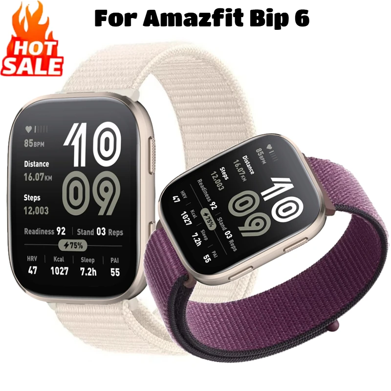 22MM Nylon Loop Strap For Amazfit Bip 6 5 Sport Breathable Bracelet For Correa Amazfit GTS4/2/3/GTS2 Mini/GTR 4/20mm Watch Band