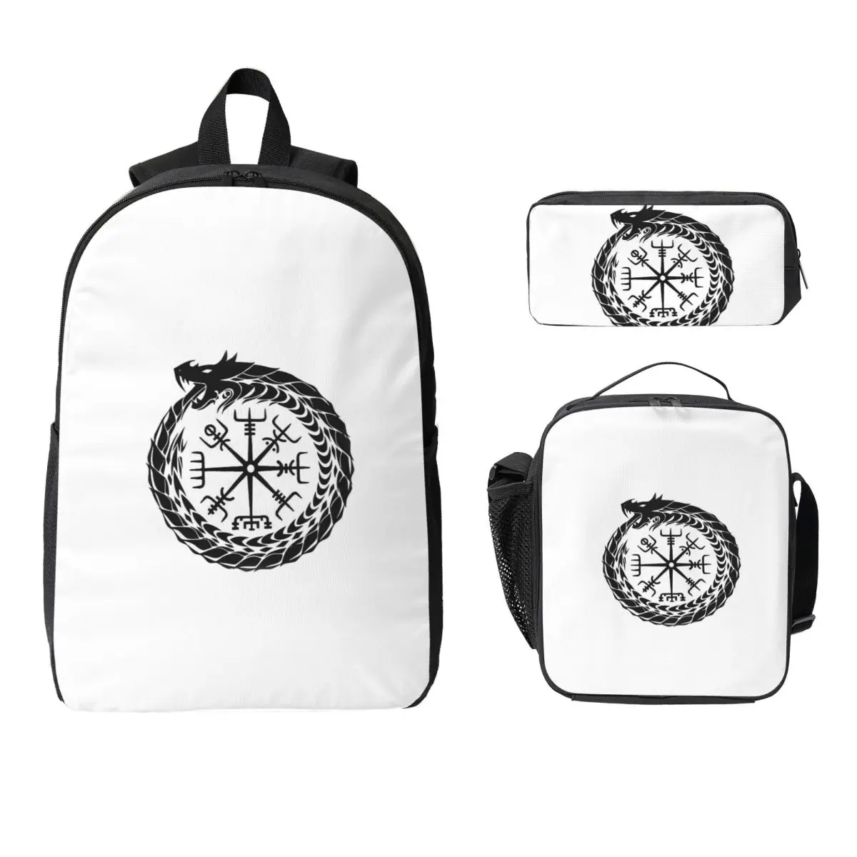 

Viking Odin Valknut Runes Backpack Student Boys Girl BookBag School Bag Laptop Shoulder Bags 3ps Insulated Lunch Bag Pencil Case