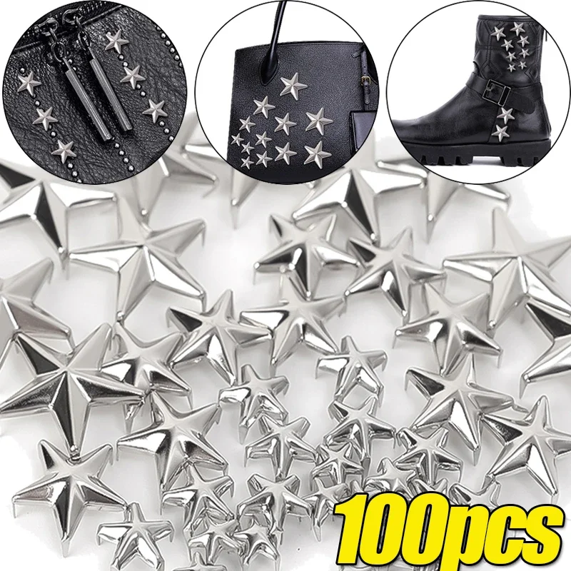 10/100Pcs Metal Star Rivets DIY Clothing Decoration Sewing Rivets Rock Punk Garment Decoration Accessories Leather Craft Studs