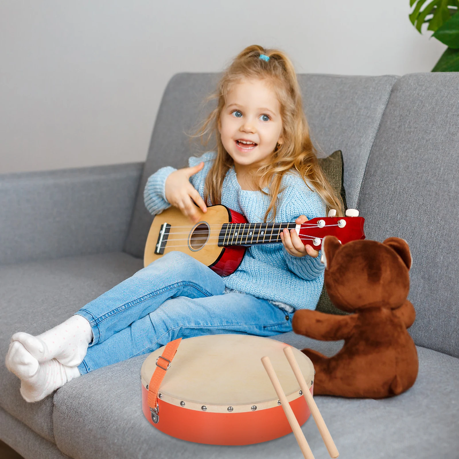 

Parent-child Teaching Aids Waist Drum Hand Disc Instrument Children's Instruments Drums for Adults Music Educational