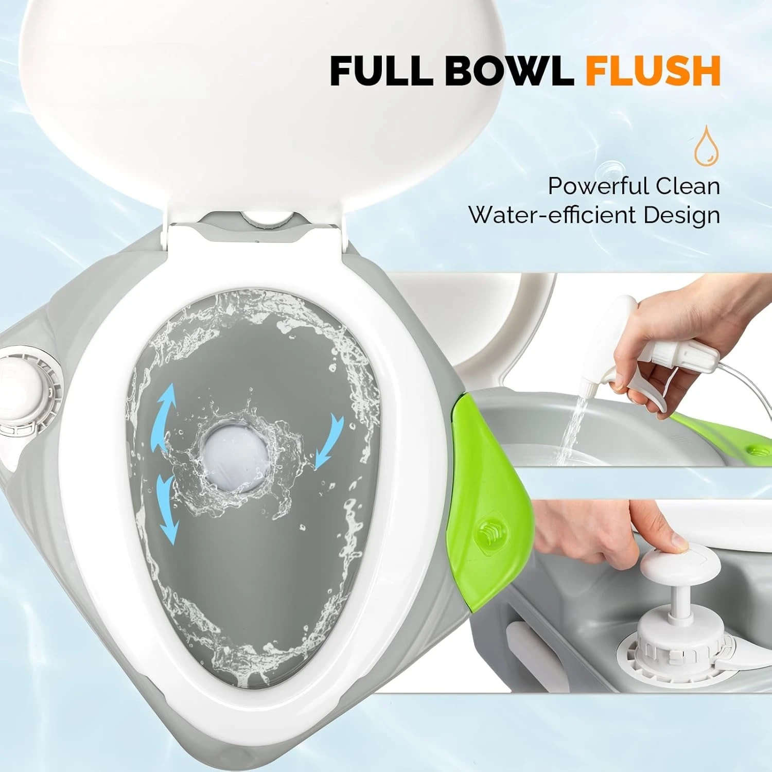 

Portable 5.8 Gallon Camping Toilet with Hand Spray,Large Capacity Tank for Camping,Boat/Truck (Grey, 5.8 Gallon)