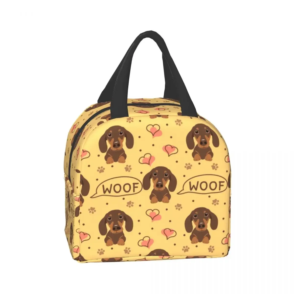 Love Woof Dachshund Sausage Dog Insulated Lunch Bag for School Office Wiener Badger Dogs Thermal Cooler Lunch Box Women Men