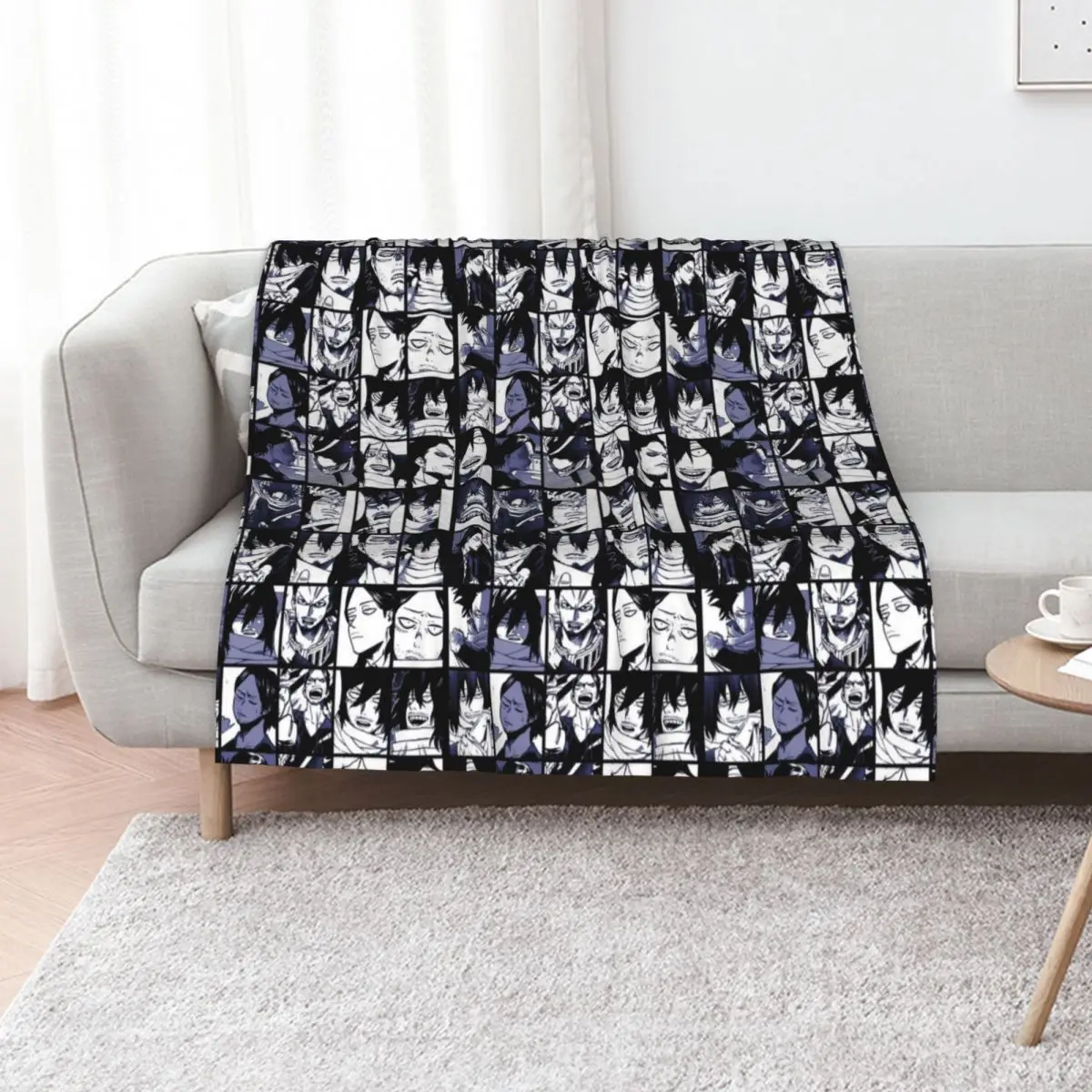 Aizawa Shota Collage Throw Blanket Easy Care Comfortable Blanket for Couch