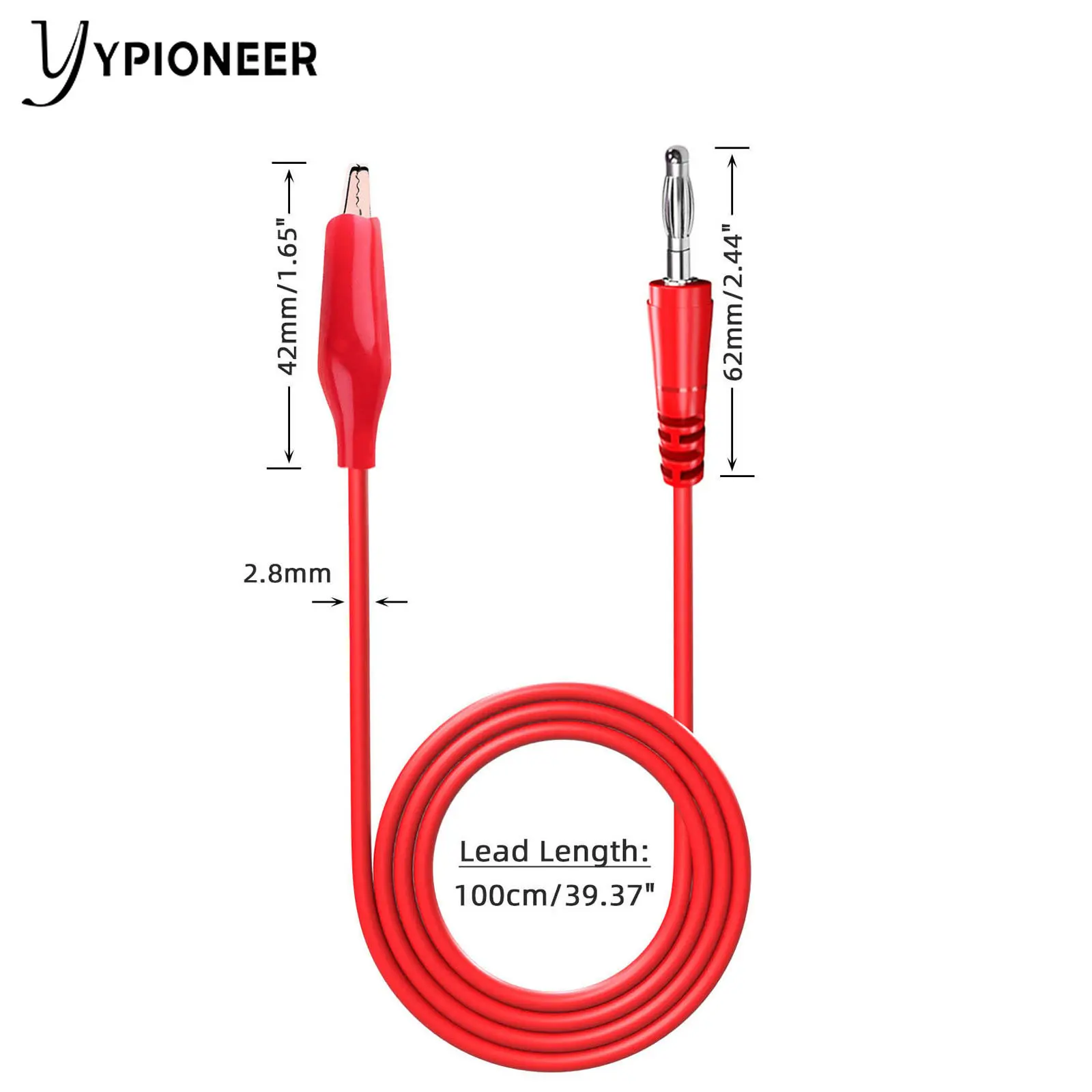 YPioneer-Pinzas de cocodrilo para pruebas eléctricas, cables de prueba, Cable de 3, 3 pies/1m, enchufe Banana a Cocodrilo, 4mm, P1042, 5 uds.