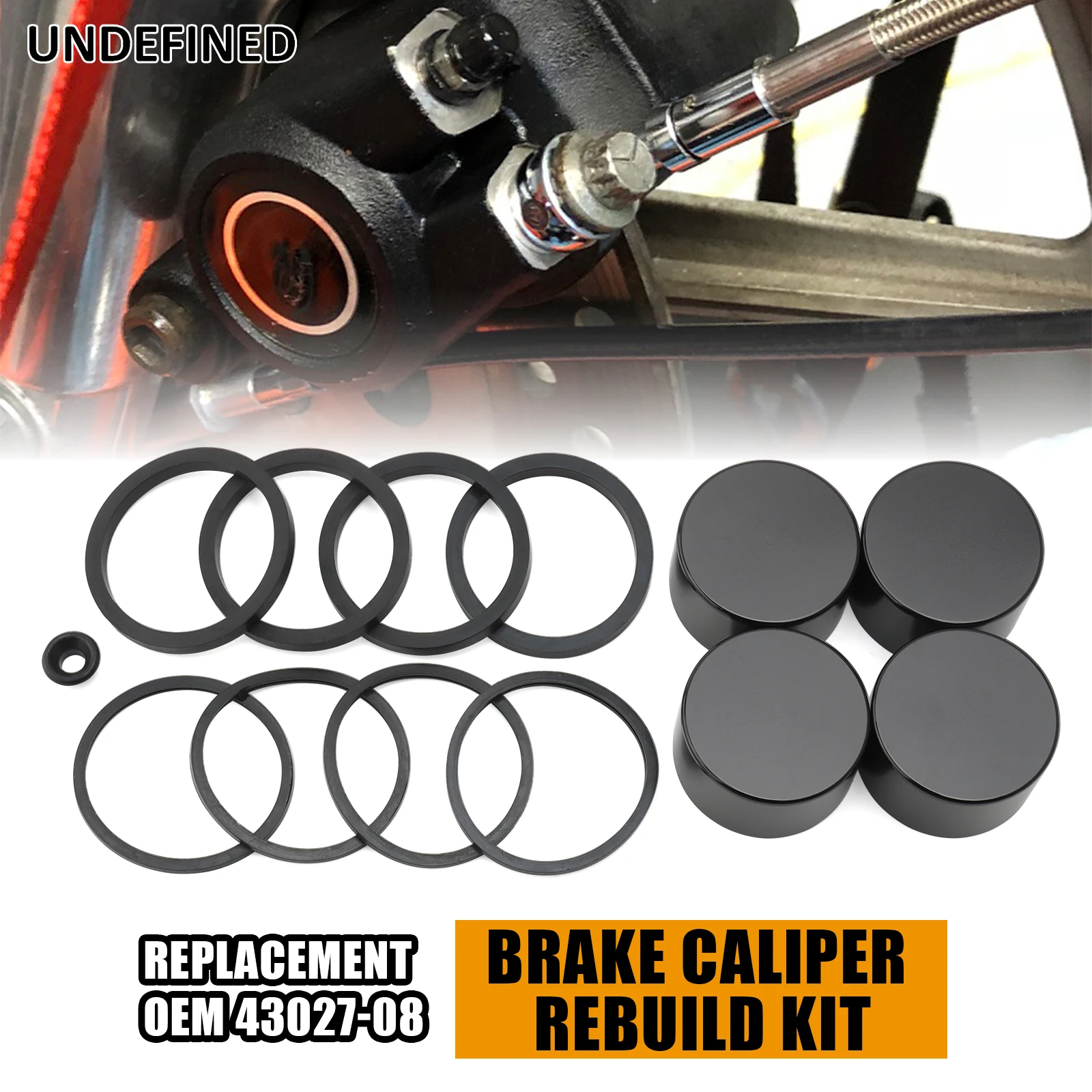 

Front Brake Caliper Rebuild Kit Caliper Piston Seals Kit 43027-08 for Harley Touring Electra Road Street Glide Road King 08-22