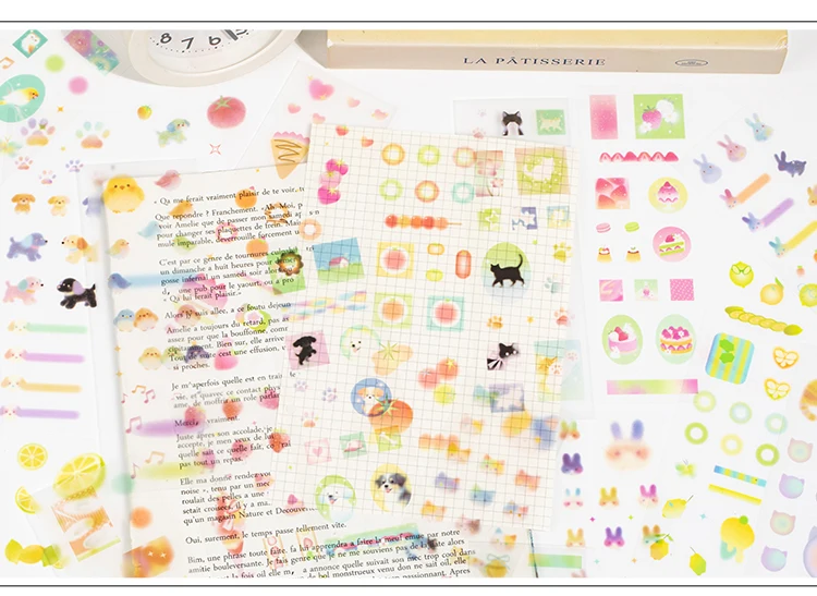 TIANZI 24-Sheet Kawaii Creative Fruit Theme Die Cut Stickers Book for DIY Scrapbooking Handmade Aesthetic Diary Stickers