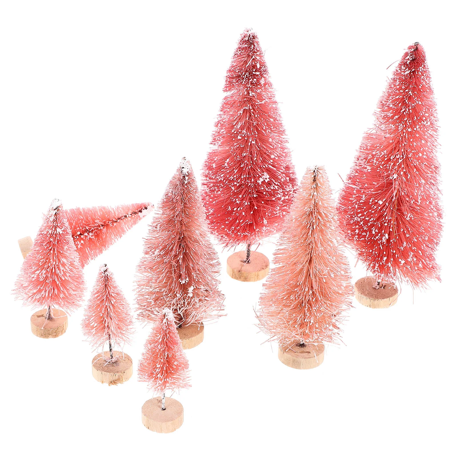 Pink Miniature Christmas Trees Statue Decor Small Fake Wooden Decorations Outdoor