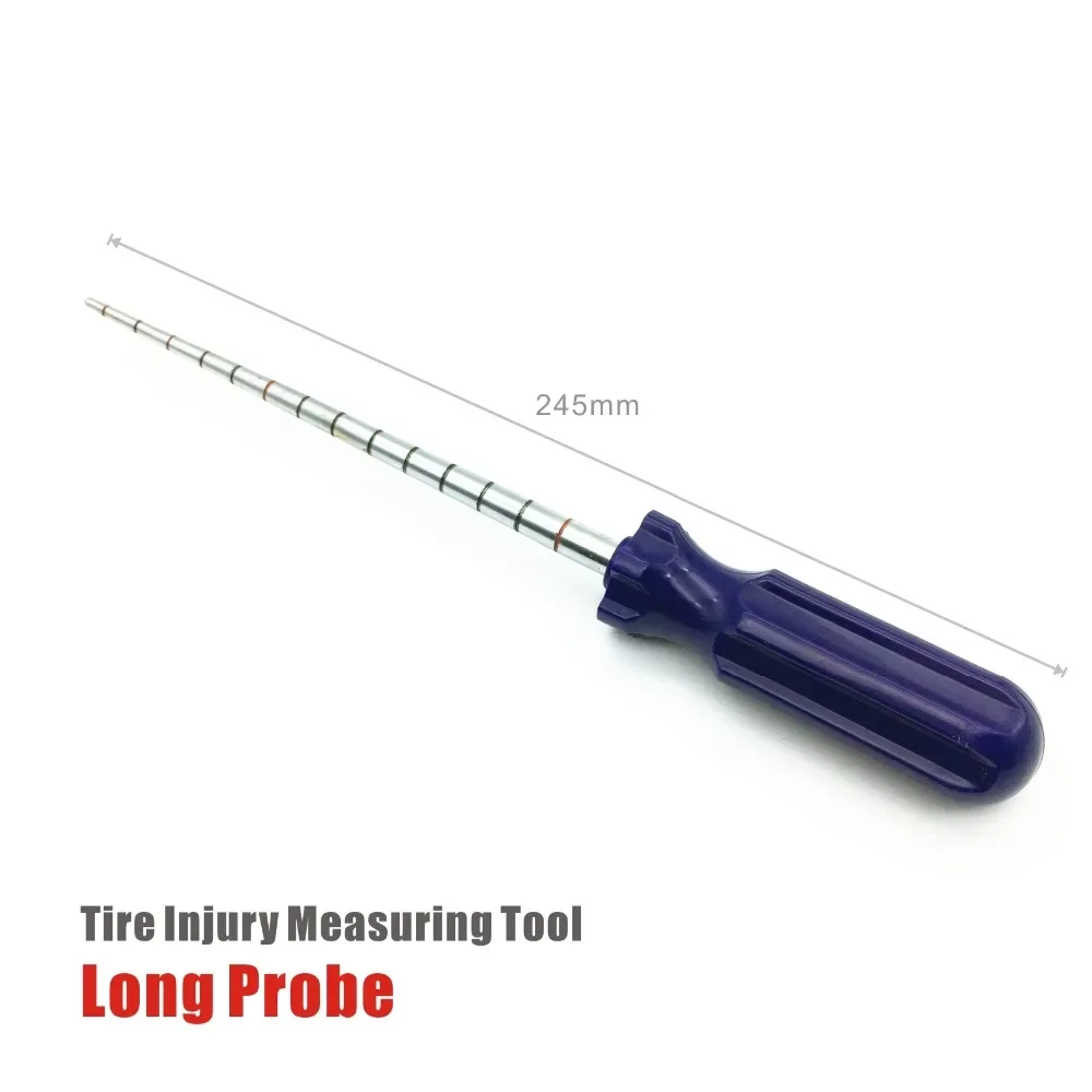 1pc Tire Injury Measuring Tool Long/Short Probe Pointed Awl Spiral Cement Tool Tire Repair Tools Nail Hole Measuring Plug Patch