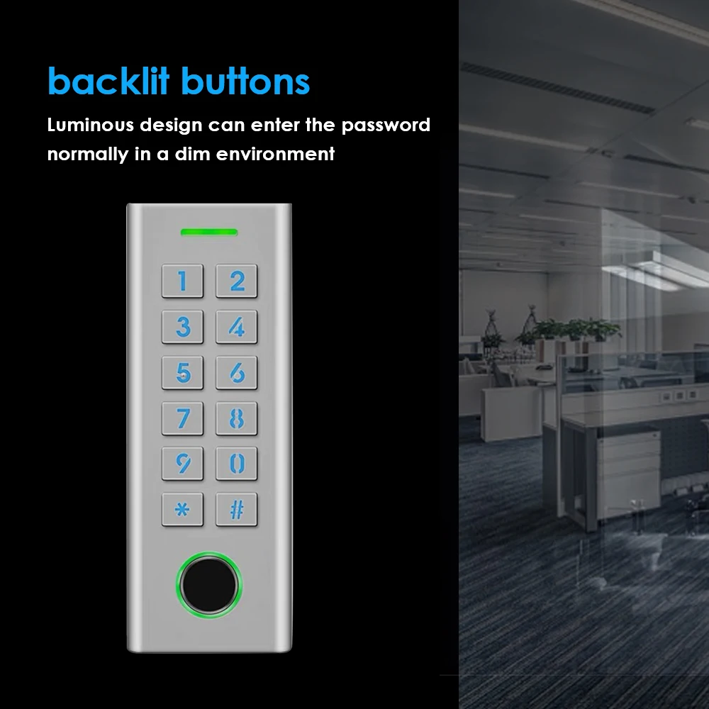 1000 User Metal IP66 Waterproof Standalone Access Controller Backlight Keyboard Fingerprint for Door Access Control System