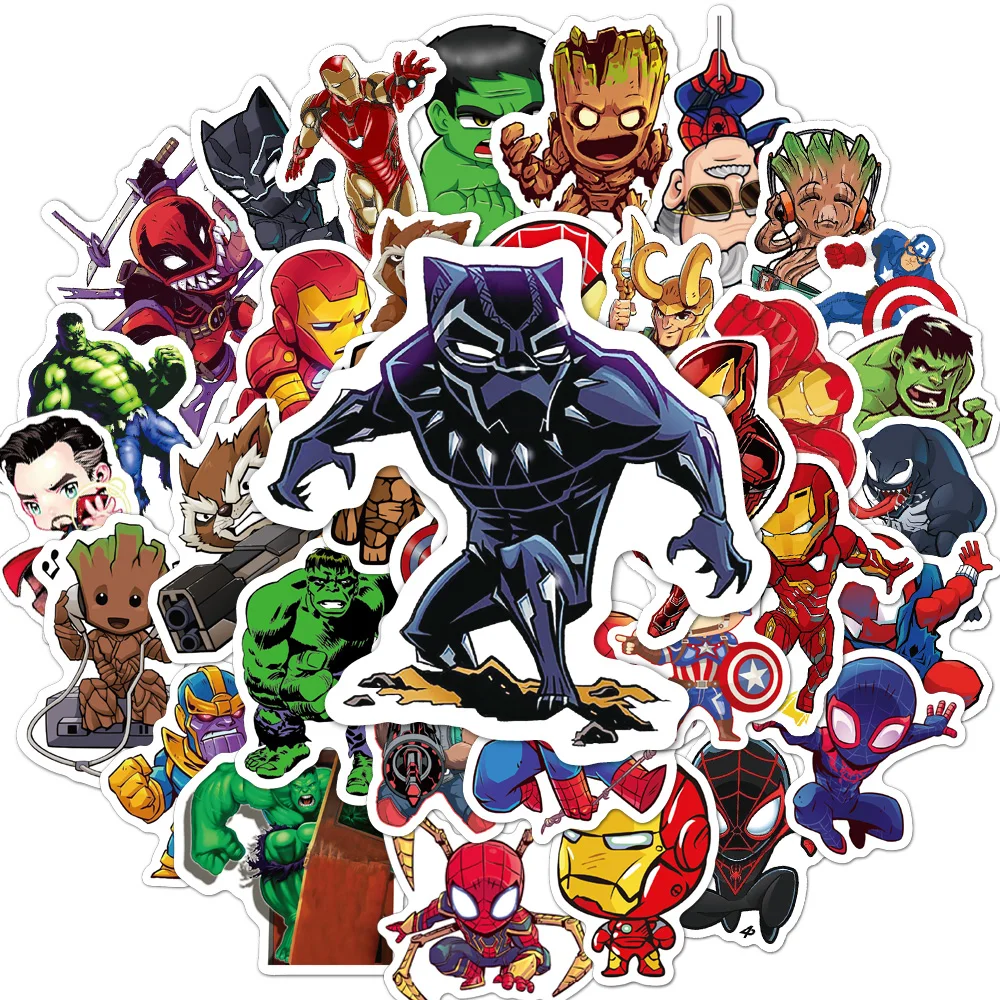 10/30/50/100pcs Bonito Da Disney Os Vingadores Anime Super-herói Adesivos DIY Notebook Skate Suitcase Legal Dos Desenhos Animados Graffiti Adesivo