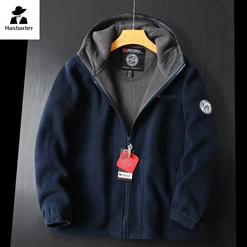 Jaqueta de lã grossa masculina, casaco à prova de frio, quente, casual, elegante, ao ar livre, camping, marca, inverno, 2024