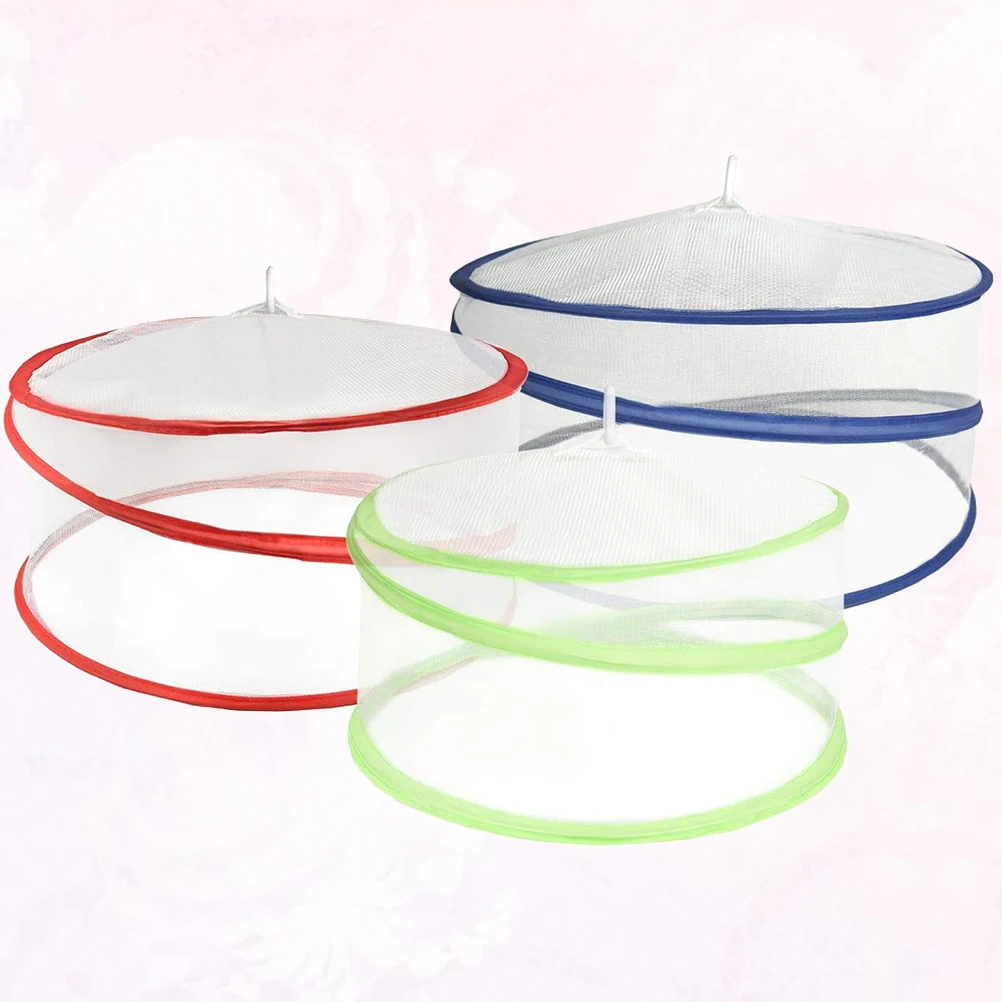 

3pcs Foldable Food Cover For Fruits Vegetables Storage Breathable Kitchen Food Protector Collapsible Dish Cover