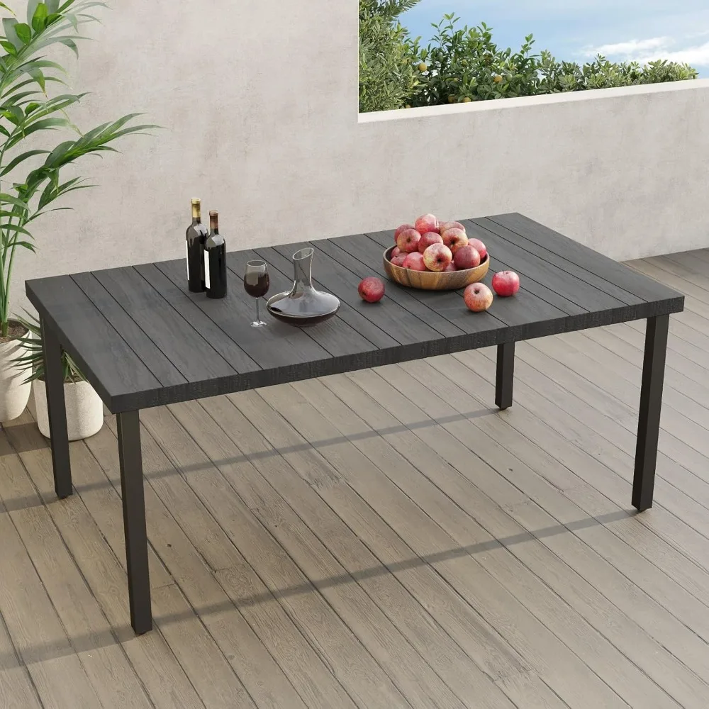 

Обеденный стол Grand Patio 71,5 x 39 дюймов, прямоугольный стол для патио, тисненая древесина с отверстием для зонта на рынке 1,5 дюйма для Gar