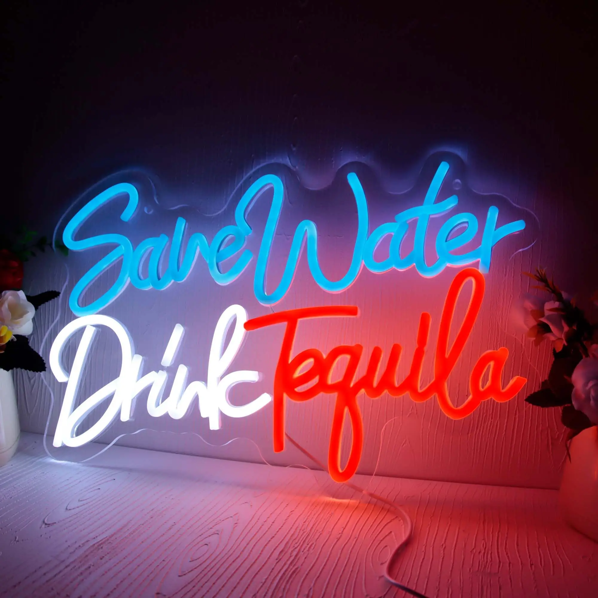 

Save Water Drink Champagne Custom Home Bar LED Neon Sign Light Wedding Party Wall Decor Bar Lounge Pub Decoration