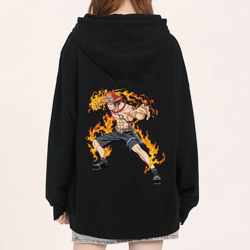 Anime ONE PIECE Hoodies Portgas D Ace casual men's and women's pullover role-playing clothing autumn and winter street clothing