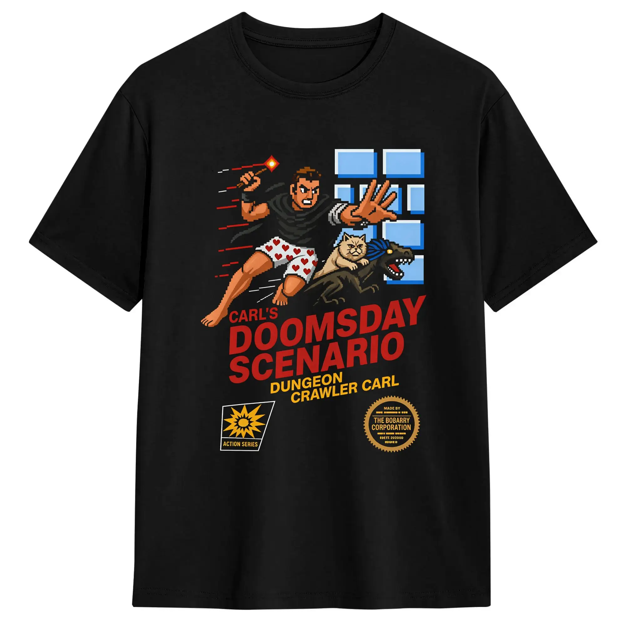 Herren T-Shirts Vintage Dungeon Crawler Carl Carl's Doo  Freizeit-T-Shirts aus Baumwolle, kurzärmelig, T-Shirts mit O-Ausschnitt, Kleidung in den Größen 4XL und 5XL – Detail 1