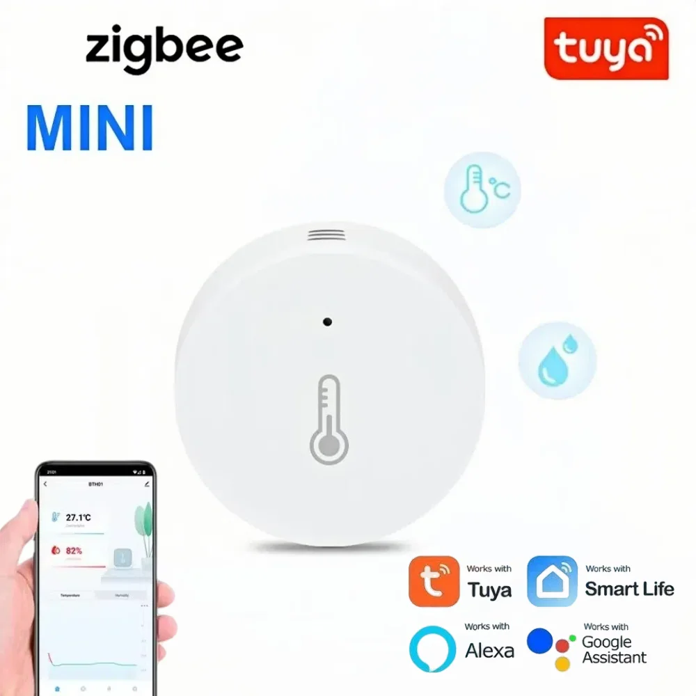 

Умный датчик температуры и влажности Tuya Zigbee, комнатный термометр, монитор для домашней работы с Alexa Google Home Assistant