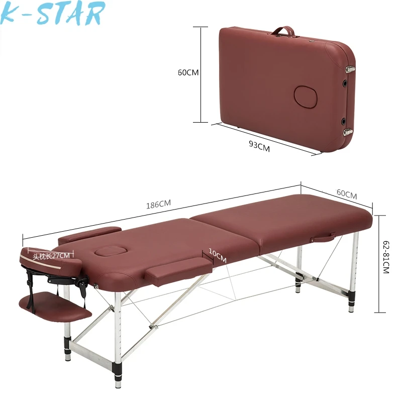 K-star Folding Beauty Bed Professional Portable Spa Massage Tables Lightweight Foldable With Bag Salon Furniture Aluminum Alloy