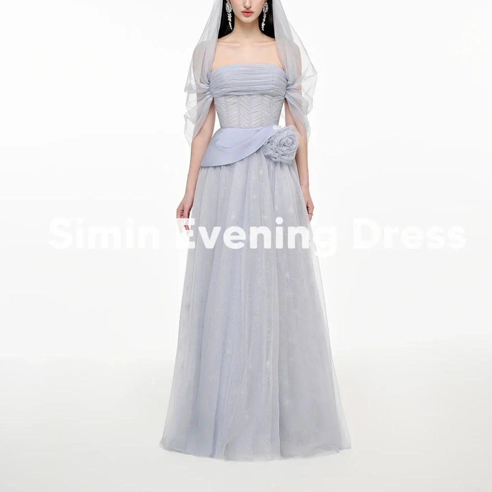 

Simin Women's Customized Boat-neck 3D Flowers A Line Evening Dresses With Sleeveless Floor-Length Elegant Party Dresses 2025