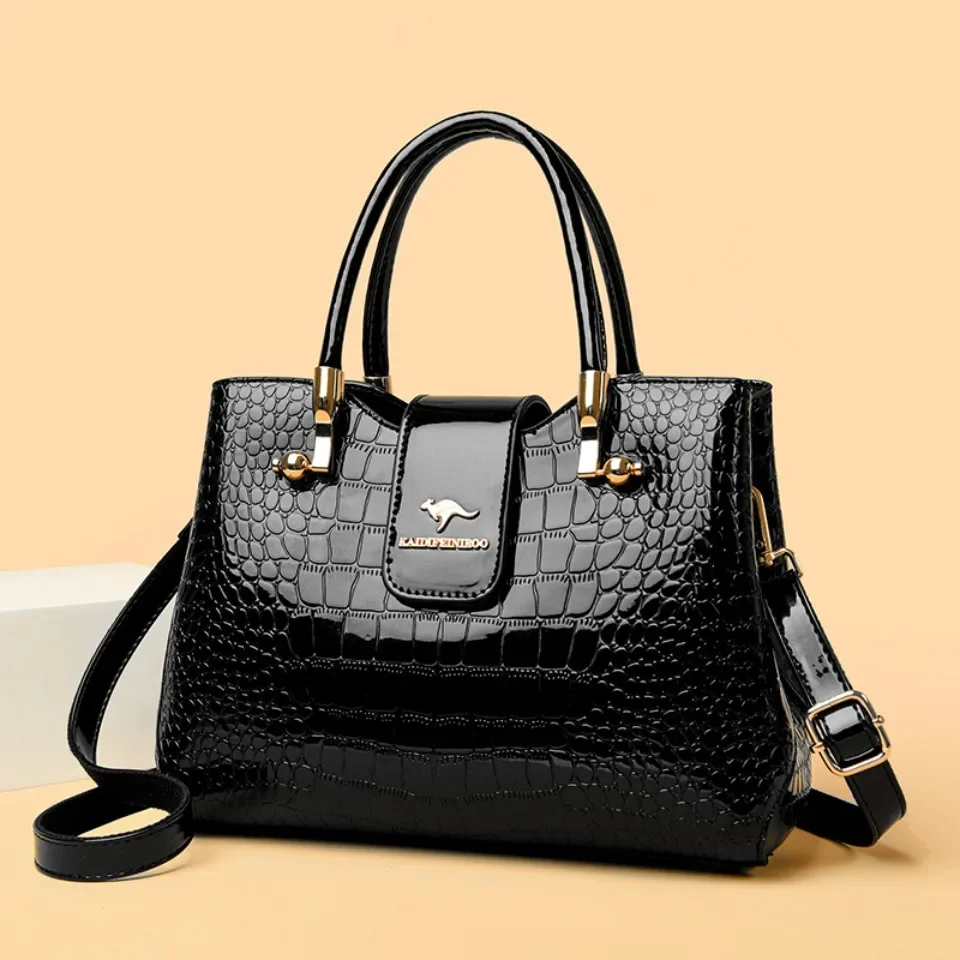 

Новая повседневная сумка-тоут из масляной искусственной кожи, женская сумка через плечо, большая вместительная ручная сумка, трехслойная