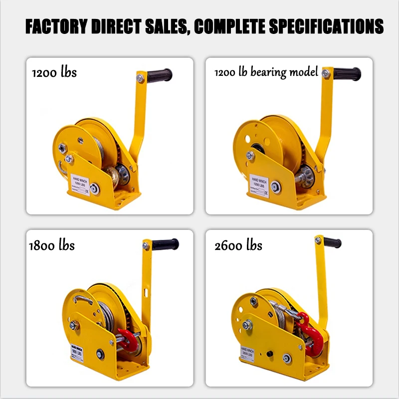 1200 LBS Two-Way Self-Locking Device Small Manual Winch Mini Wire Rope Winch With Hook Automatic Brake Manual Crane Hoist Tools