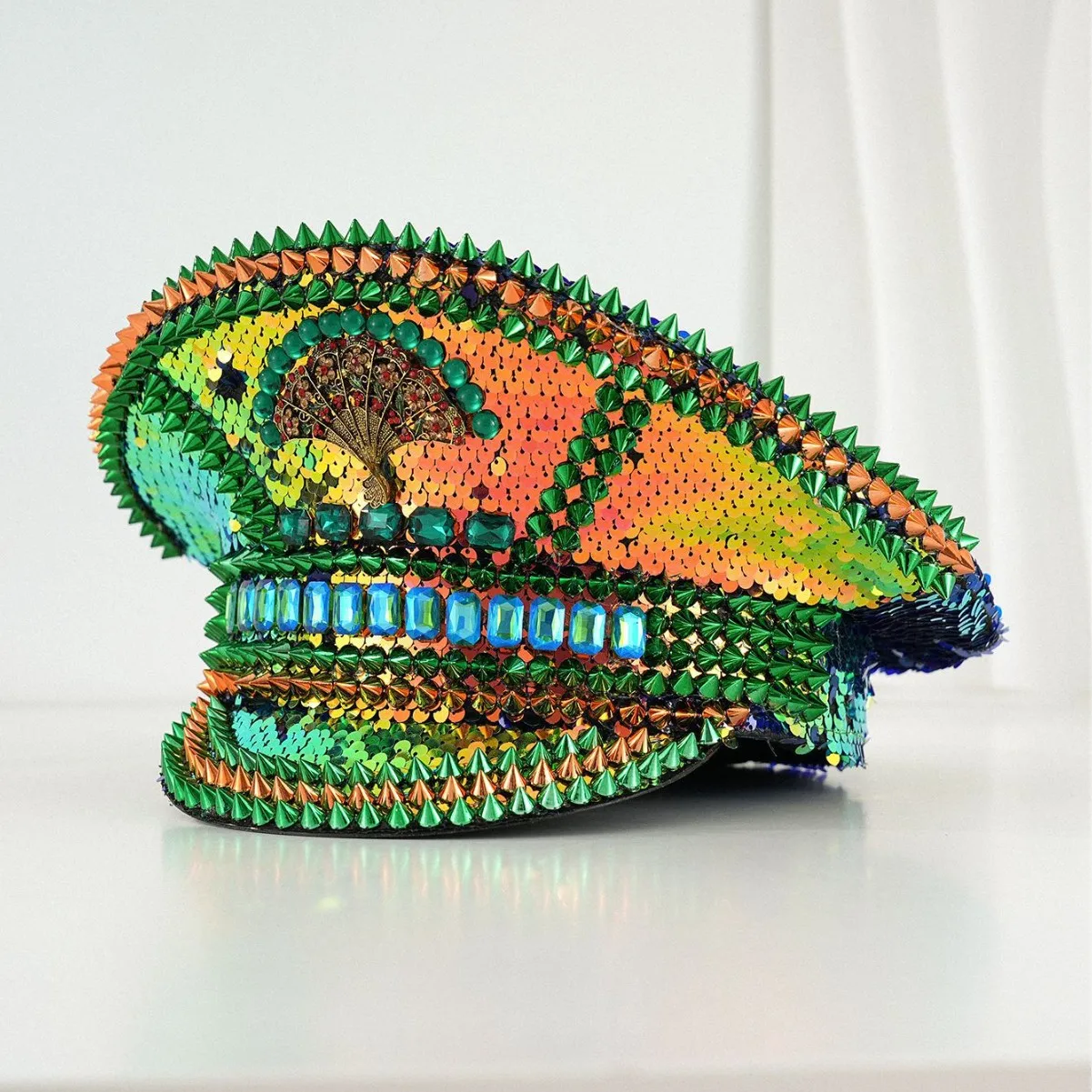 スチームパンク-キャプテンハット-ラインストーン付き-バーニングマンフェスティバル用-女性向け、ヴィンテージミリタリーアクセサリー＆キャップ-男性向け