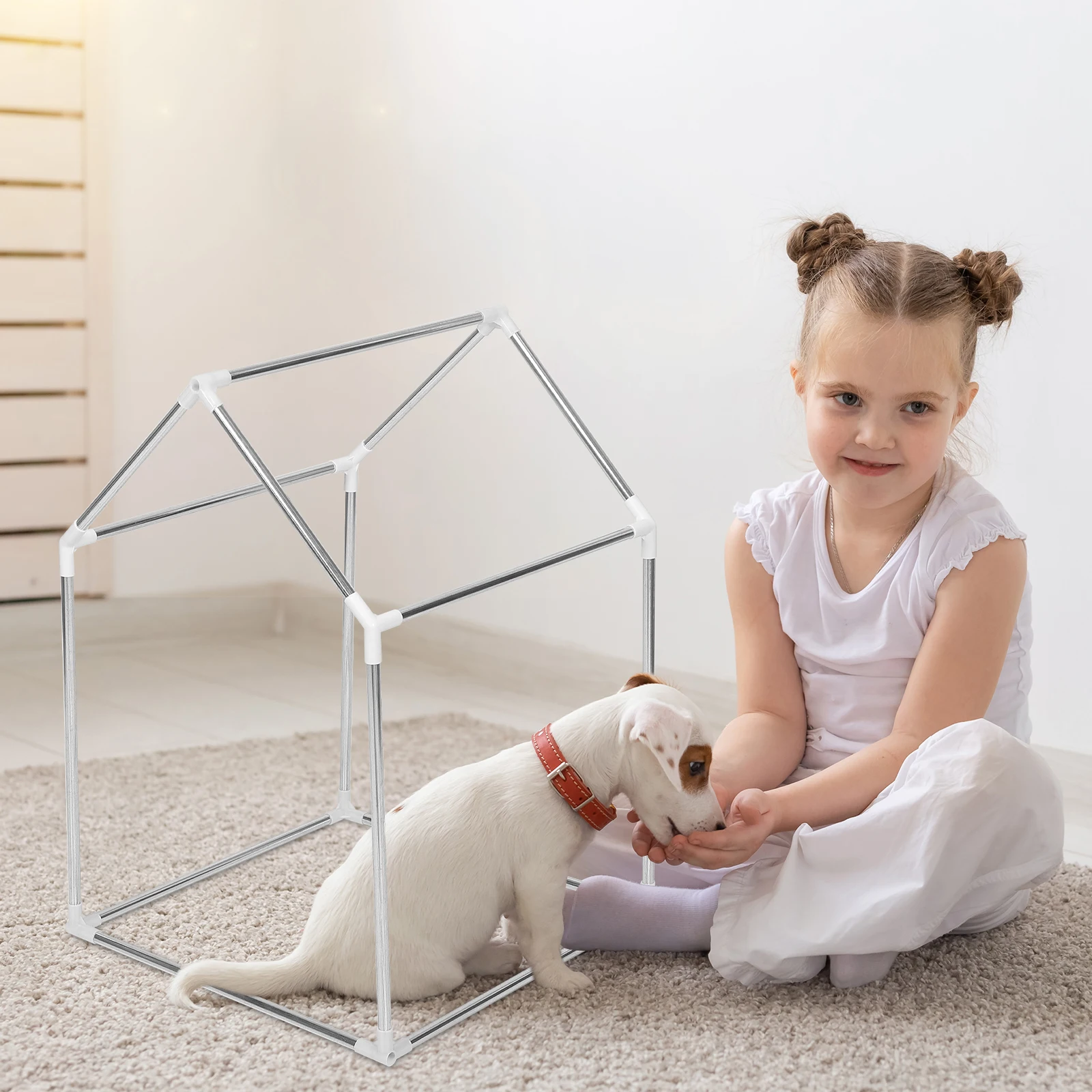 1 set struttura per tenda in metallo con struttura per casetta da gioco fai-da-te, facile montaggio per bambini, tenda da gioco, casa, gioco creativo per interni ed esterni