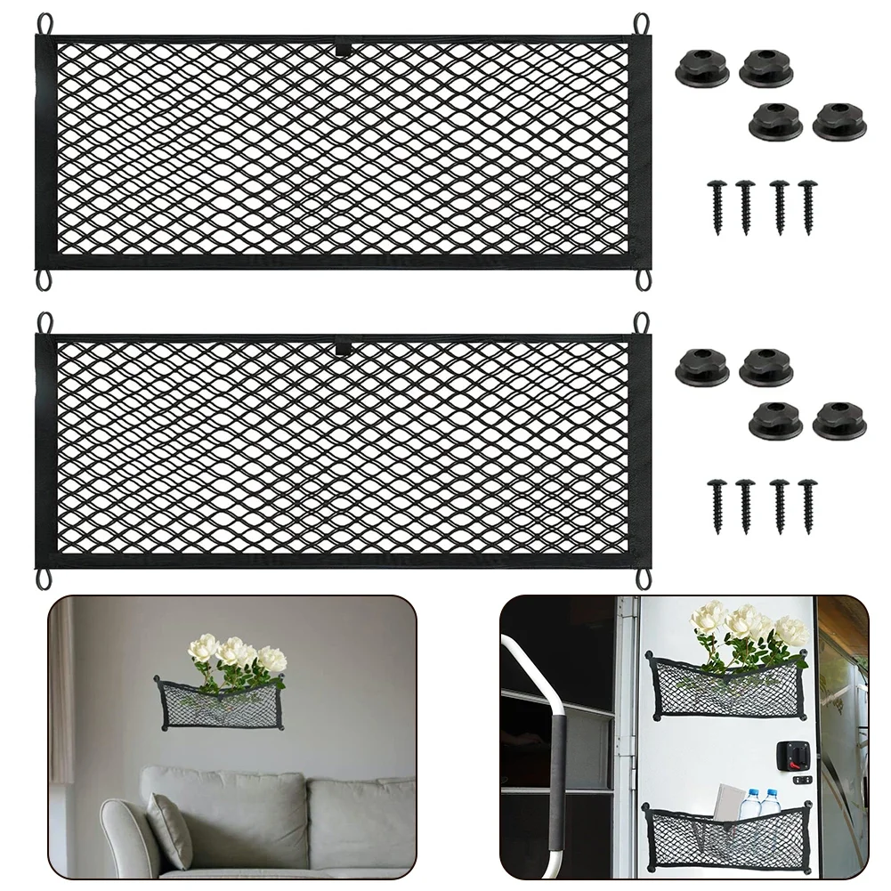 

Brand New Storage Net Pocket With Screws 25*60CM Accessories Black Boat Car Cargo Net Fittings Organizer Parts RV