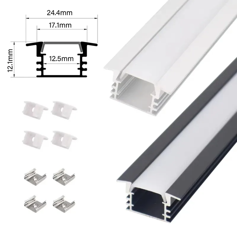 

Встраиваемый светодиодный светильник 24x12 мм, алюминиевый профиль для поверхностного монтажа, без рамок, профиль внутреннего освещения