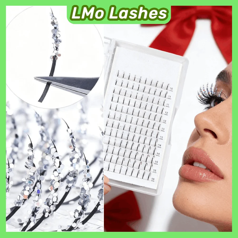 ขนตาปลอมสีเงินวิ้งระยิบระยับ สีสันสดใส ขนตาปลอมแบบยาวพิเศษ คุณภาพพรีเมียม ขายส่ง สำหรับงานปาร์ตี้คริสต์มาส แต่งตาแบบพิเศษ